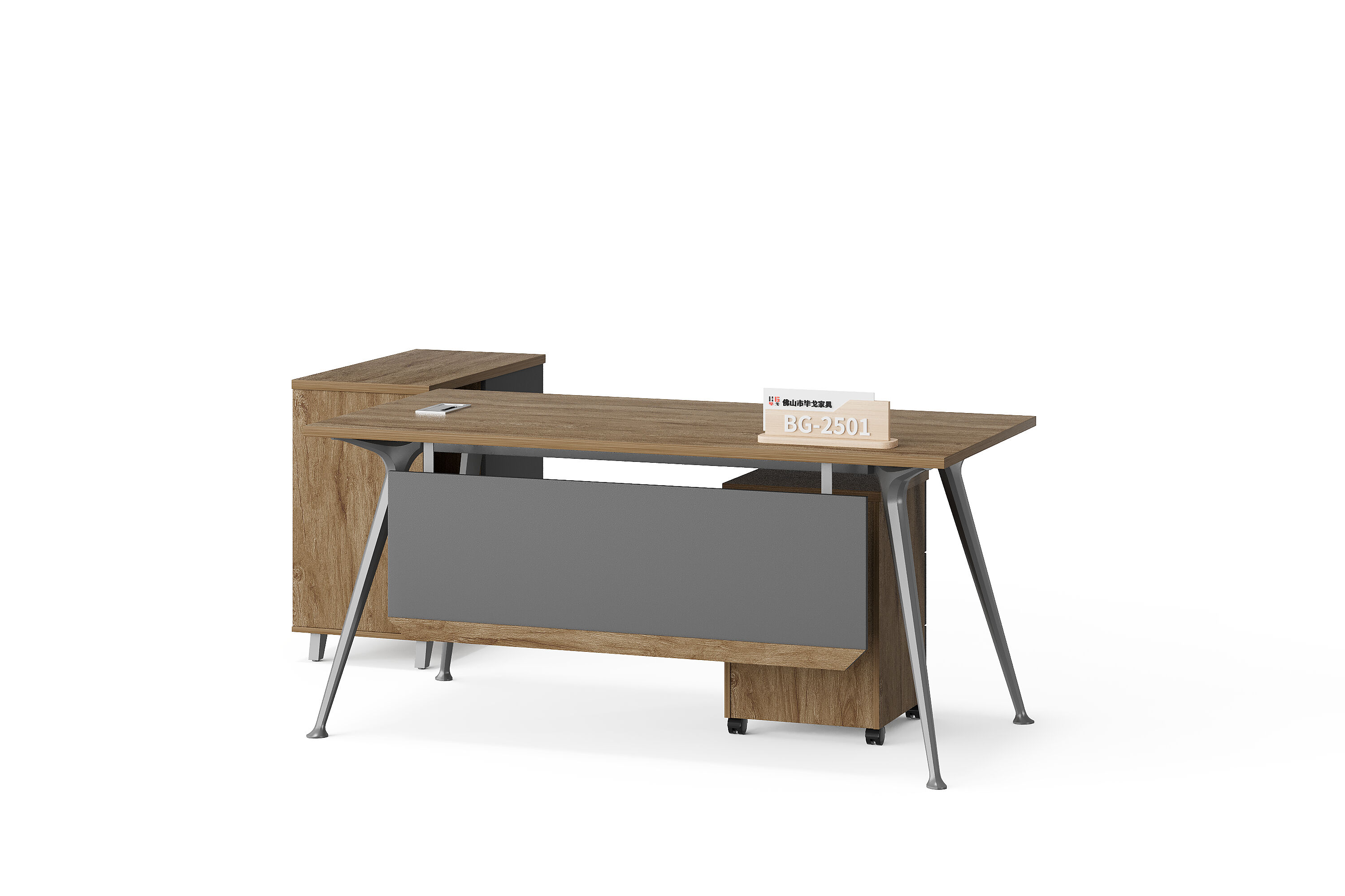 Modern Style Melamine and Iron Office Table + Side Table with Cabinet and Coffee Table